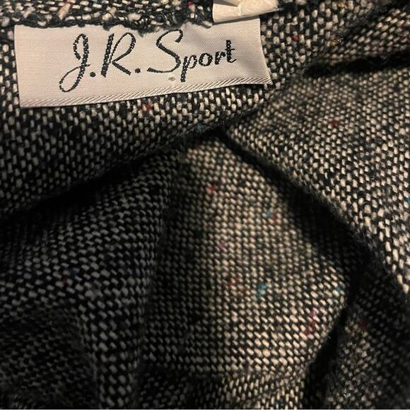 Vintage Poncho Cowl Neck Black Gray White Tweed One Size Fits Most - Picture 4 of 4